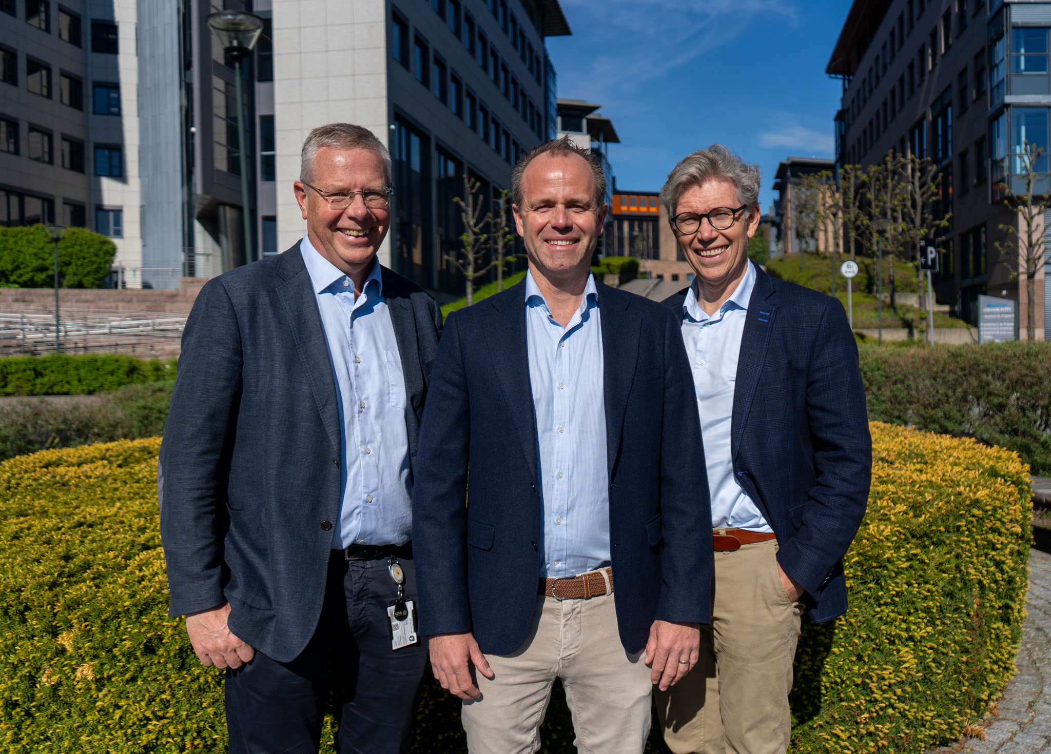 SAMARBEIDER: Asle Randen (adm.direktør Backe Entreprenør AS og styremedlem i DC Nordic AS), Mårten Skällenäs (adm. DC Nordic AS) og Tore Bakke (adm.dir. Bravida Norge AS)
